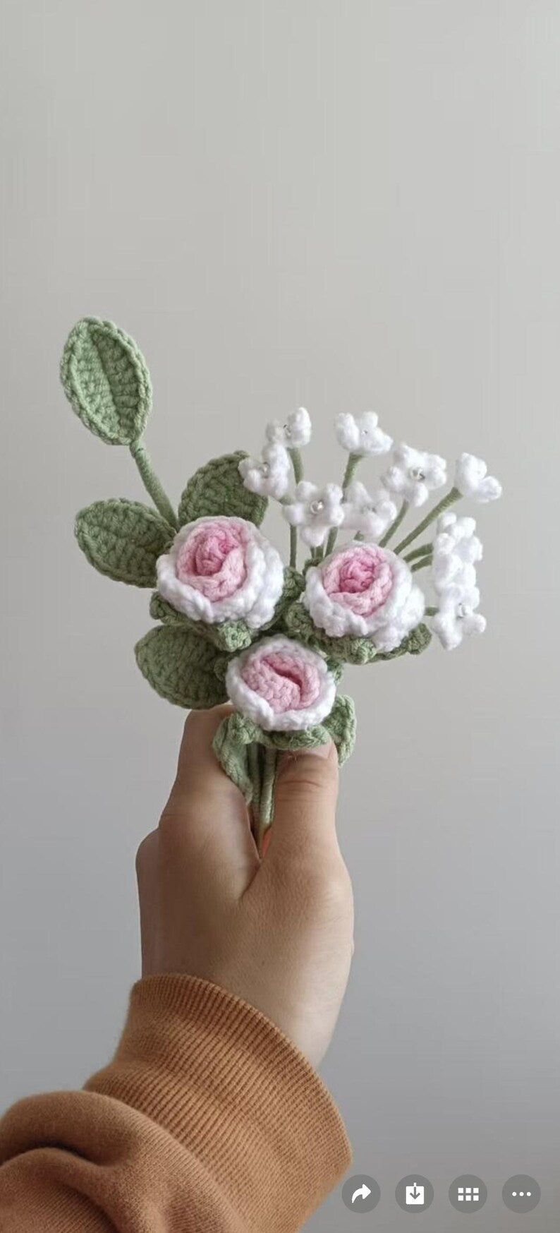 Handgehaakt rozenboeket van gehaakte bloemen voor bruiloftsdecoratie