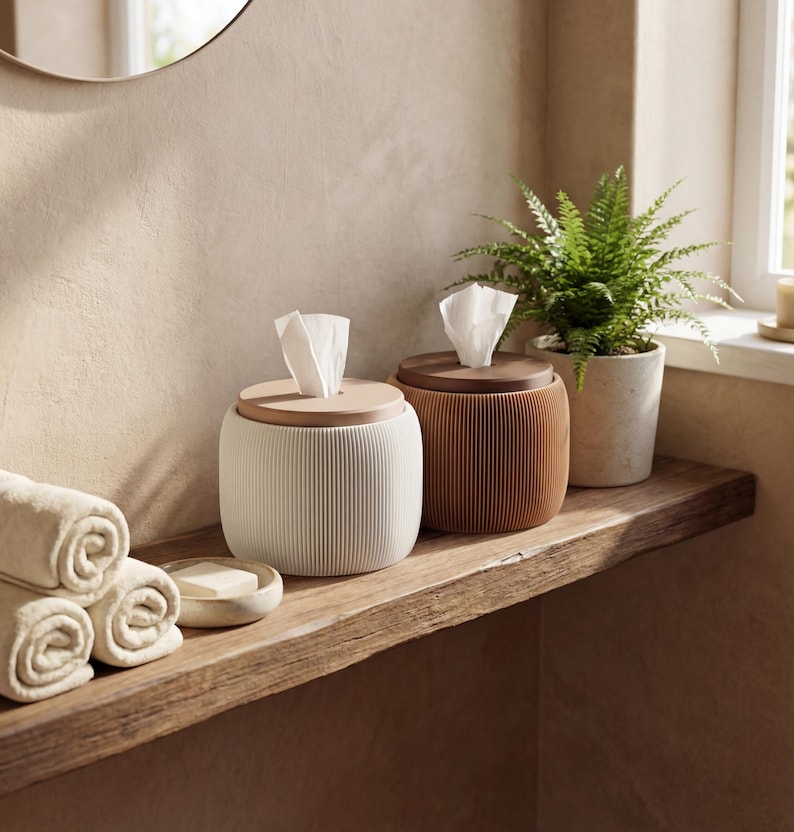 3D-geprinte toiletpapierdispenser met gegroefd ontwerp voor bureau en badkamer