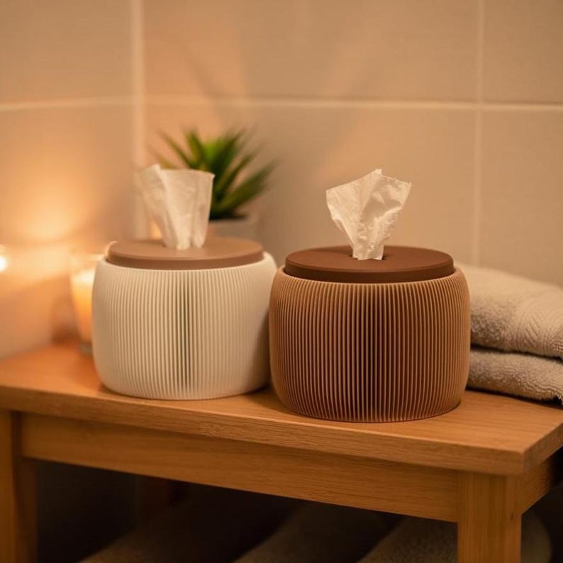 3D-geprinte toiletpapierdispenser met gegroefd ontwerp voor bureau en badkamer