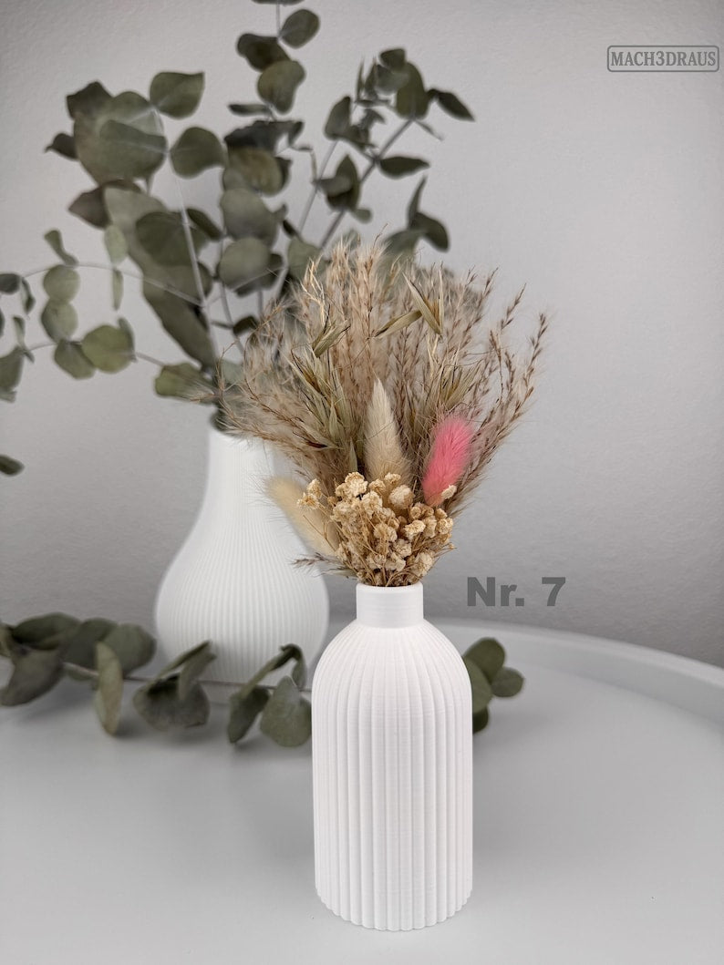 3D-geprinte vaas voor droogbloemen, minimalistisch tafelaccessoire van PLA