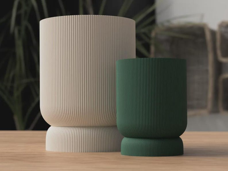 Moderne 3D-geprinte bloempot met geïntegreerde lekbak en draai-sluitmechanisme