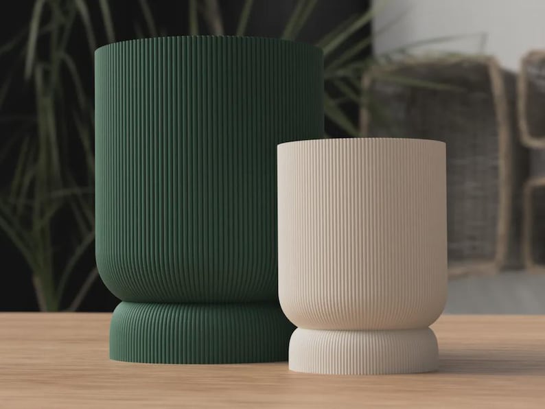 Moderne 3D-geprinte bloempot met geïntegreerde lekbak en draai-sluitmechanisme