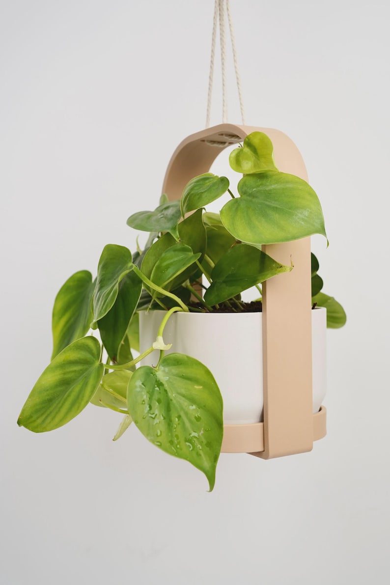 Hangende plantenbak met geïntegreerde lekbak en draagframe voor binnenshuis