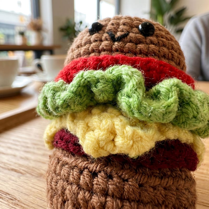 Gehaakte voedselsleutelhanger met kawaii-ontwerp voor tassen, rugzakken en sleutels