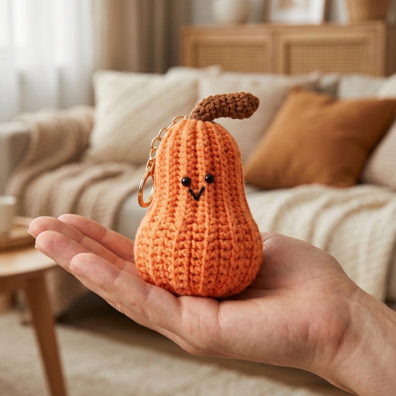 Gehaakte voedselsleutelhanger met kawaii-ontwerp voor tassen, rugzakken en sleutels