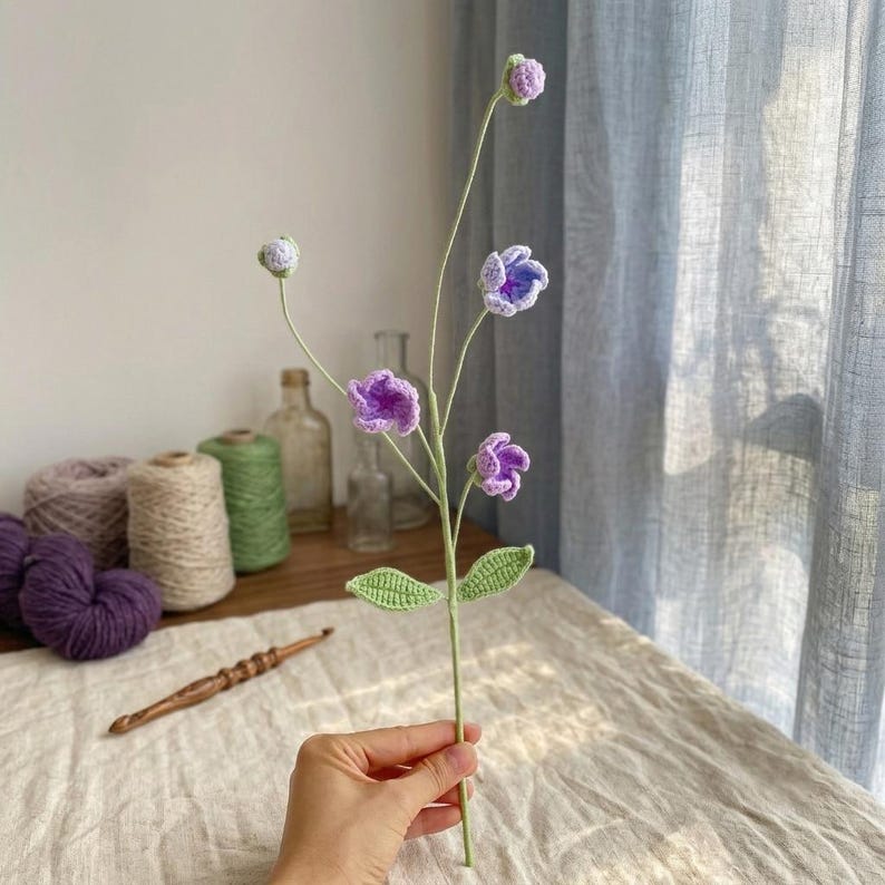 Gehaakt bloemboeket geboortemaand, handgemaakte gehaakte bloem voor verjaardag of decoratie