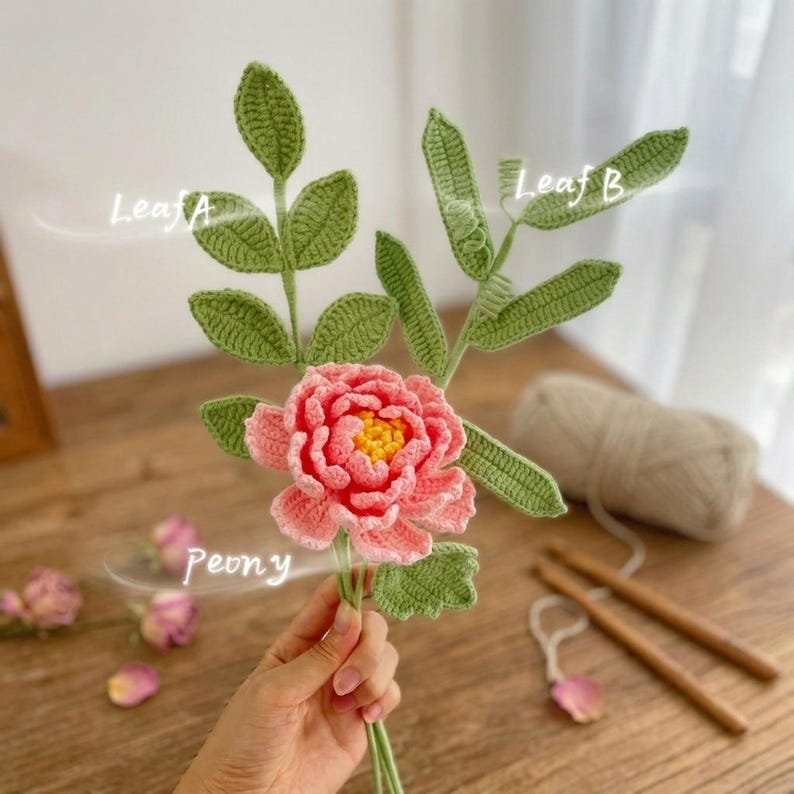 Gehaakt bloemboeket geboortemaand, handgemaakte gehaakte bloem voor verjaardag of decoratie
