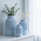 Geribbelde decoratieve vaas met zachte matte textuur voor gedroogde bloemen en pampasgras