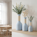 Tweekleurige decoratieve vaas met geribbelde hals en pluizige textuur, 3D-geprint en waterdicht