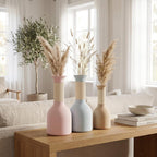 Tweekleurige decoratieve vaas met geribbelde hals en pluizige textuur, 3D-geprint en waterdicht