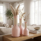 Tweekleurige decoratieve vaas met geribbelde hals en pluizige textuur, 3D-geprint en waterdicht