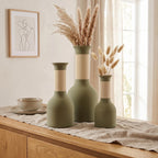 Tweekleurige decoratieve vaas met geribbelde hals en pluizige textuur, 3D-geprint en waterdicht