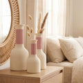 Tweekleurige decoratieve vaas met geribbelde hals en pluizige textuur, 3D-geprint en waterdicht