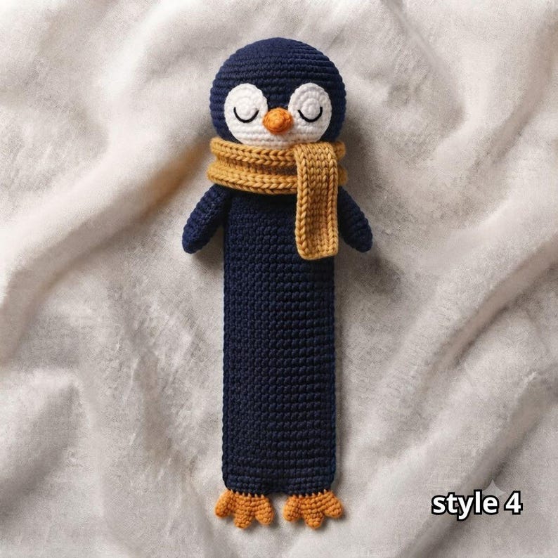 Gehaakte dierenboekenlegger, handgemaakt amigurumi met kat, beer, panda en pinguïn, voor boekenliefhebbers