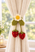 Gehaakte gordijnophanger met zonnebloem en margriet, decoratie van zacht garen