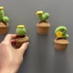Gehaakte cactus koelkastmagneten, handgemaakte lettervormige plantmagneten voor keukendecor