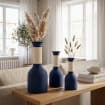 Tweekleurige decoratieve vaas met geribbelde hals en pluizige textuur, 3D-geprint en waterdicht